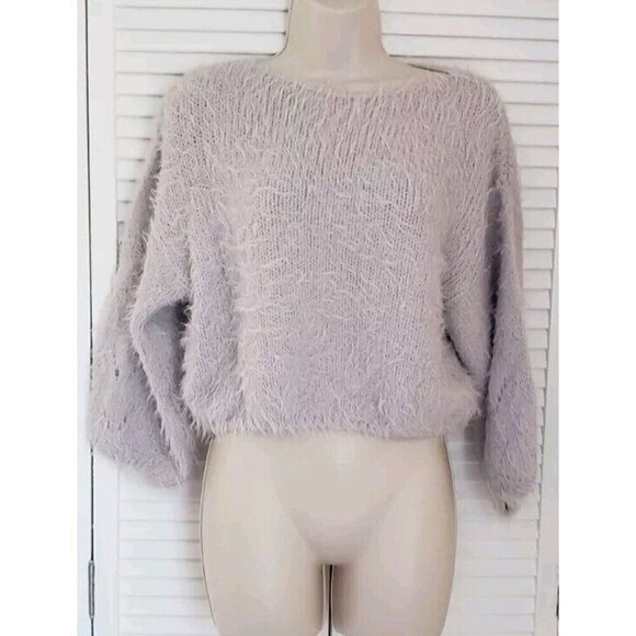 NEW FREE PEOPLE CROP FLURRY SWEATER VIOLET FROST PULLOVER SZ XS - Picture 3 of 9